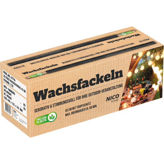 Nico Wachsfackel 45 cm mit Tropfschutz 1 Stück